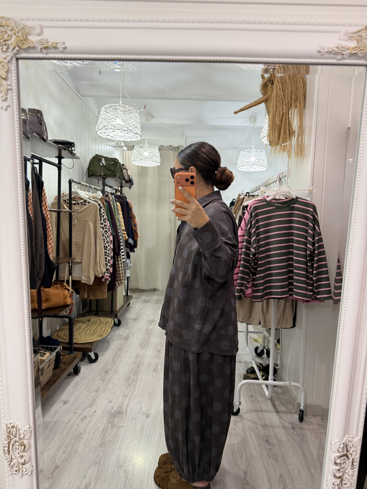Conjunto Mika topos chocolate y gris