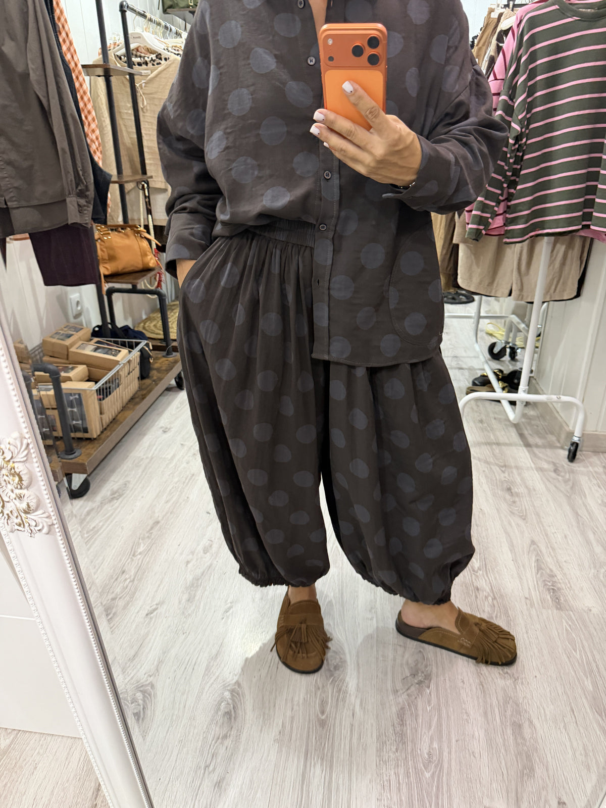 Conjunto Mika topos chocolate y gris