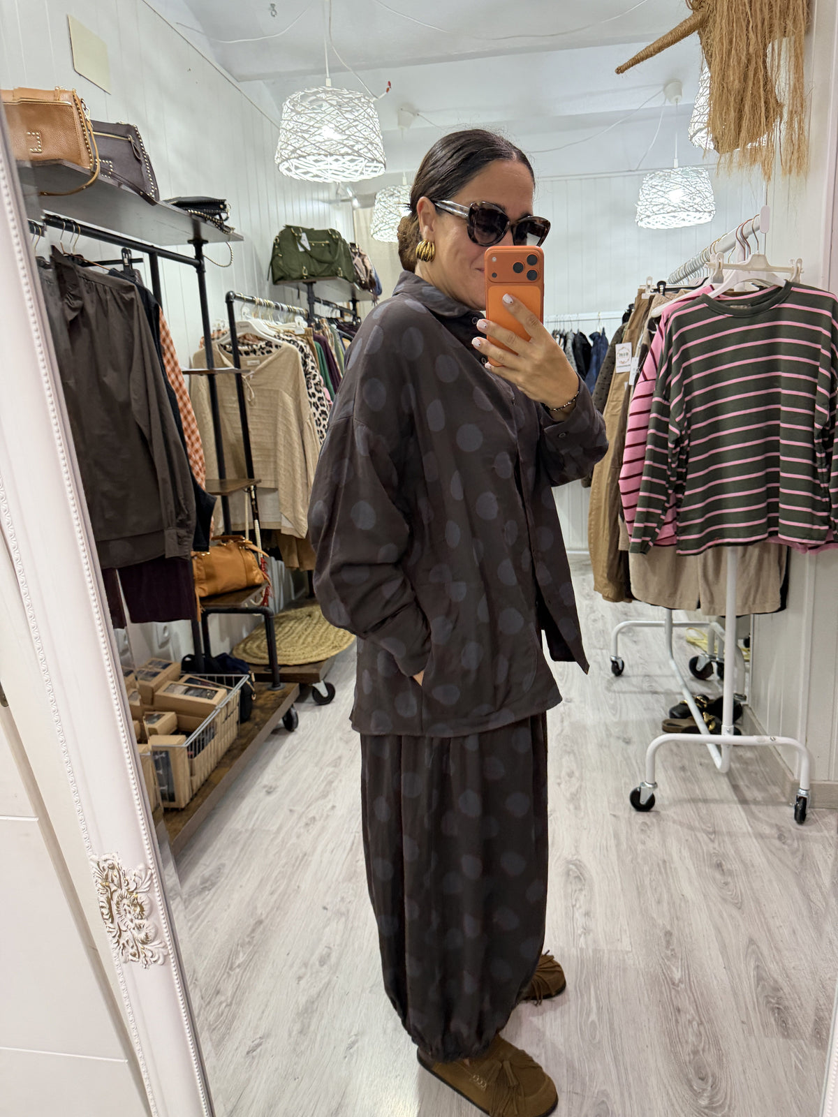 Conjunto Mika topos chocolate y gris