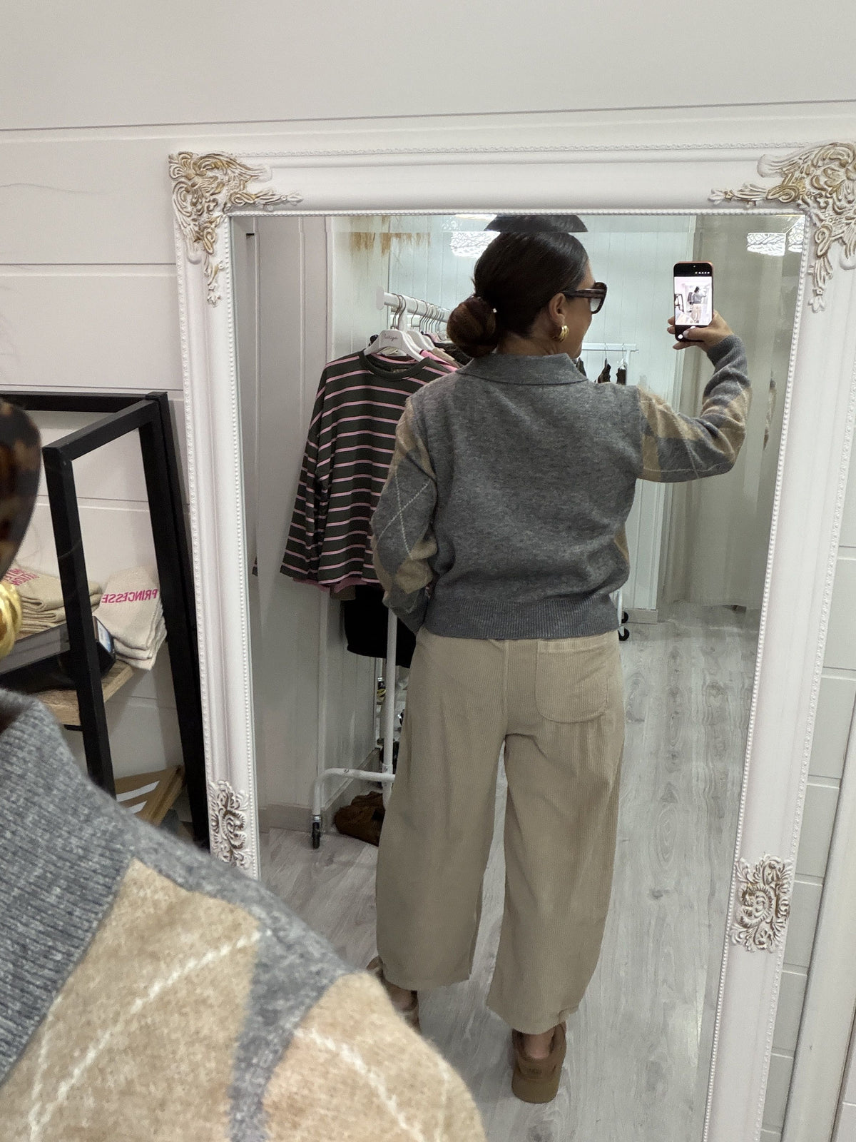 Jersei Copenhague rombos gris y beige