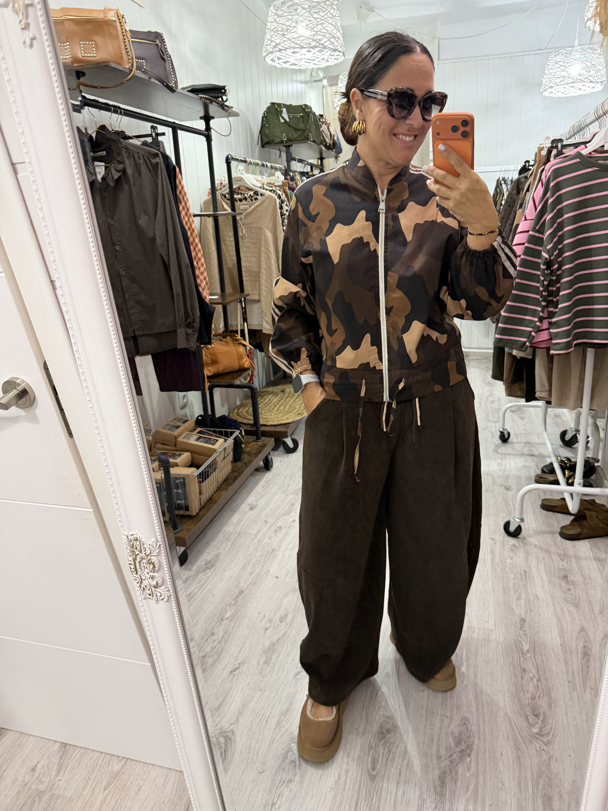Chaqueta Bomber retro camuflaje chocolate