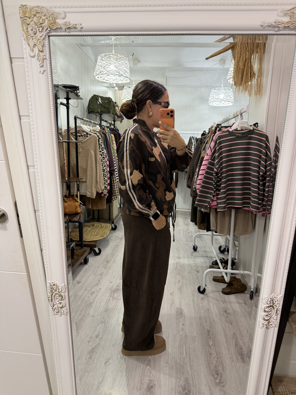 Chaqueta Bomber retro camuflaje chocolate