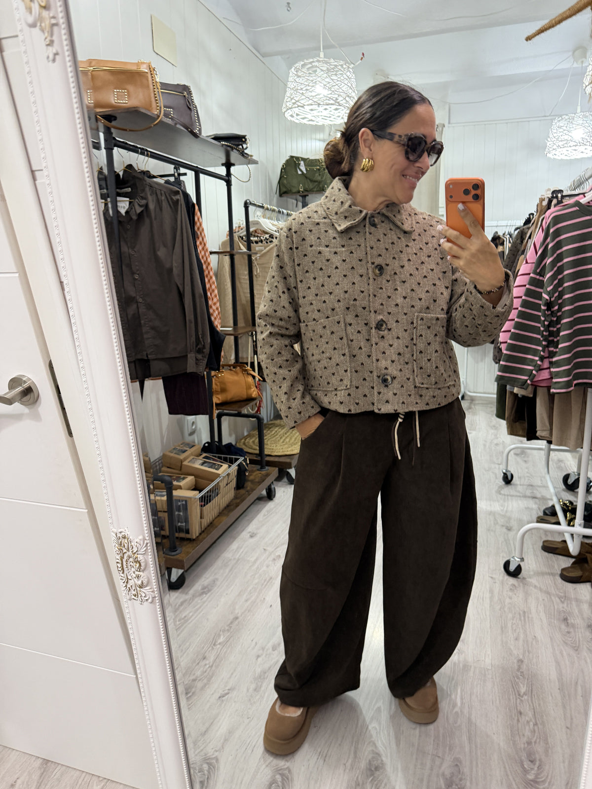Chaqueta Tweed corazones camel
