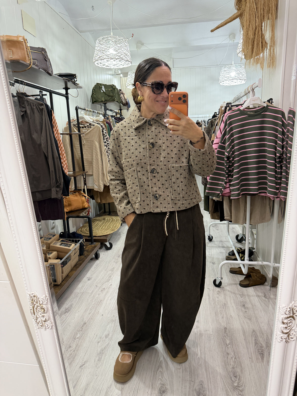 Chaqueta Tweed corazones camel