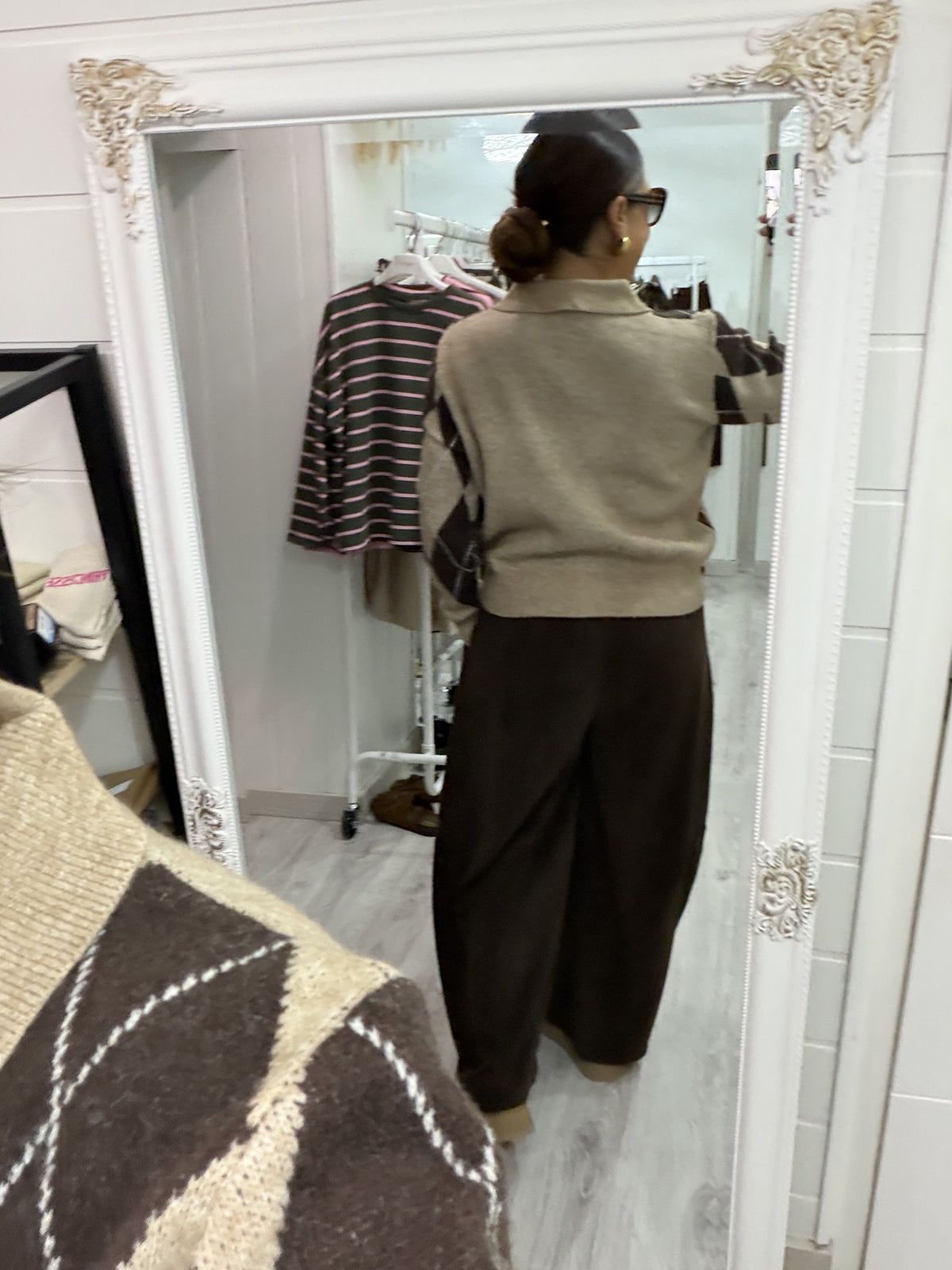 Jersei Copenhague rombos chocolate y taupe