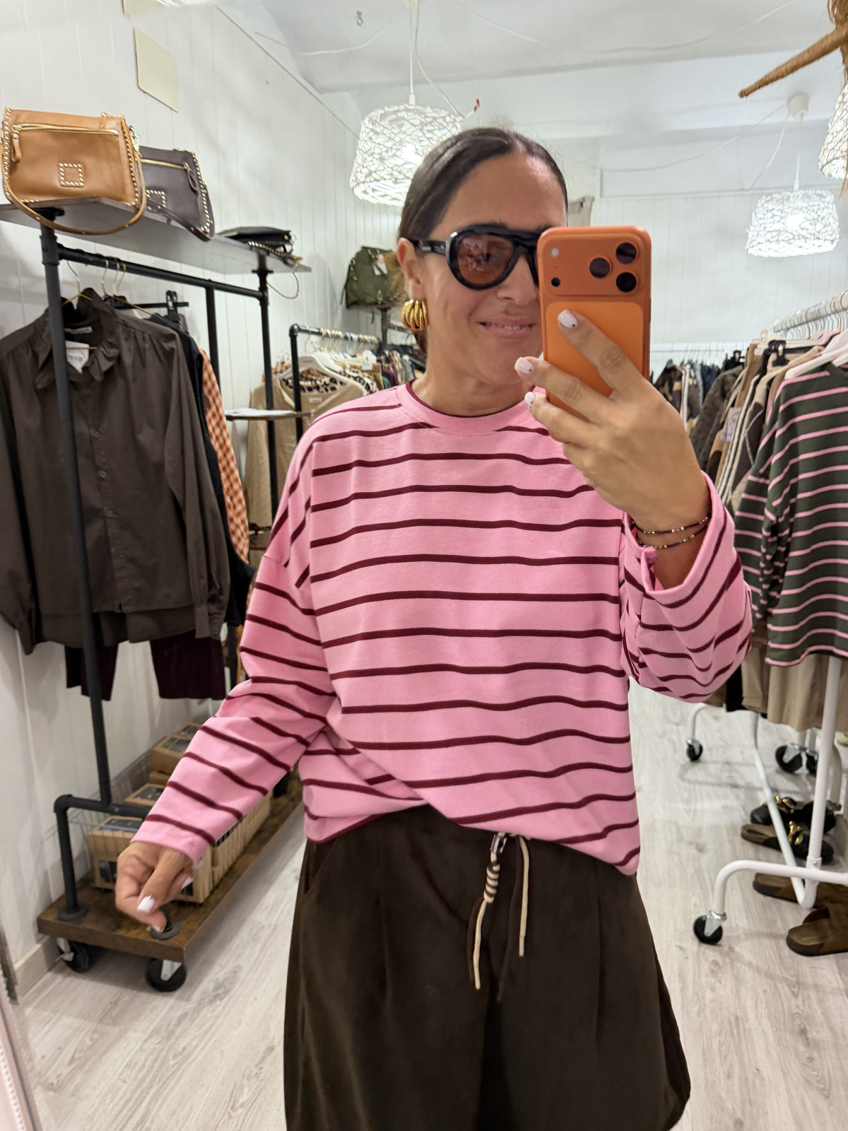Camiseta Hendaya rosa y burdeos