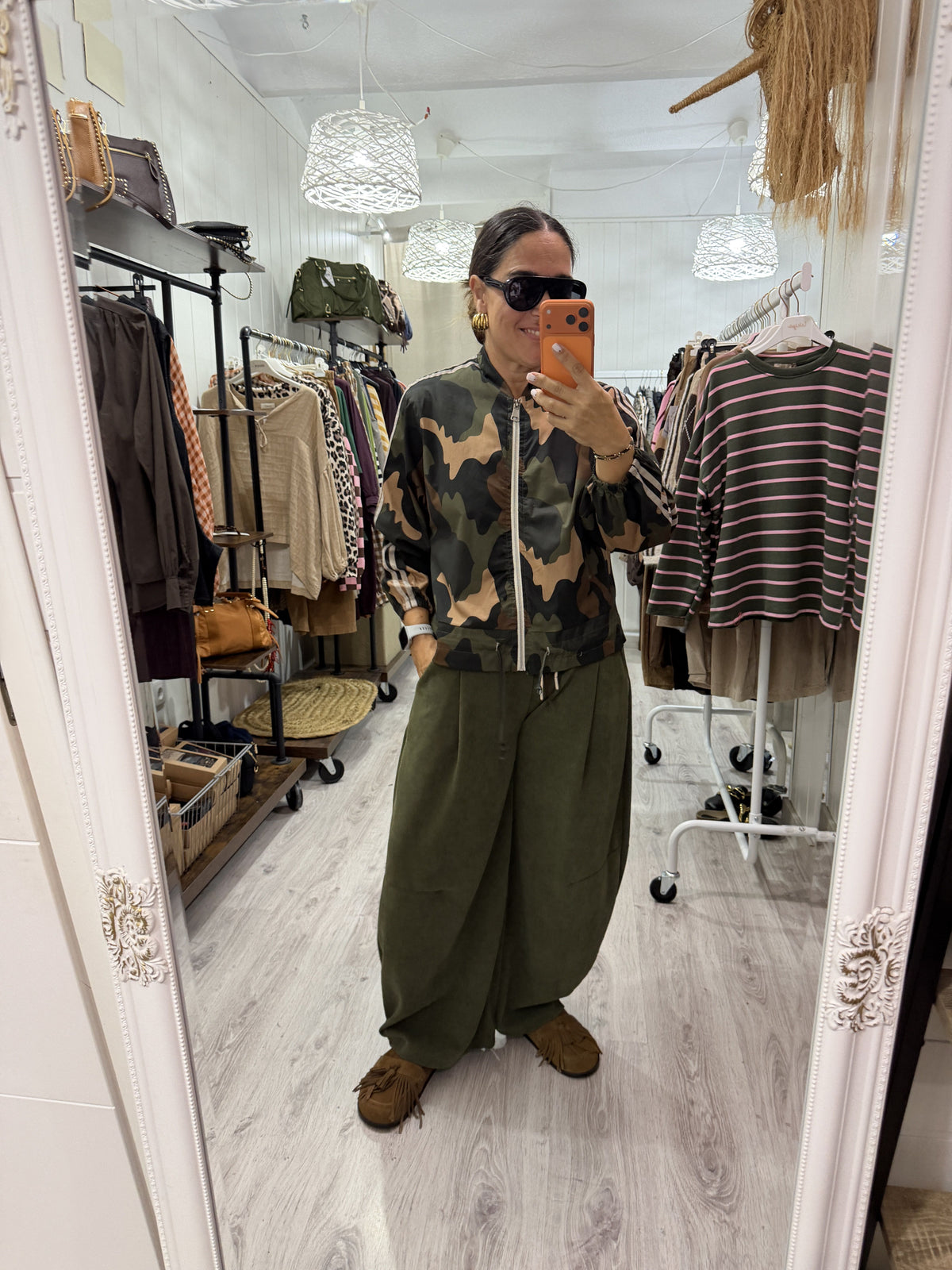 Chaqueta Bomber retro camuflaje kaki