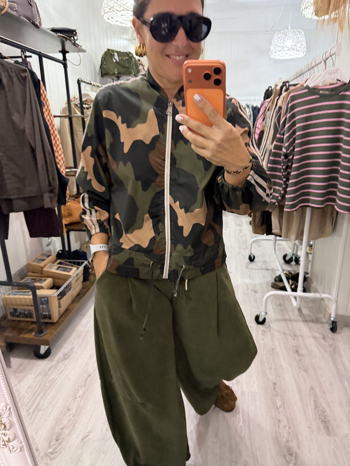Chaqueta Bomber retro camuflaje kaki