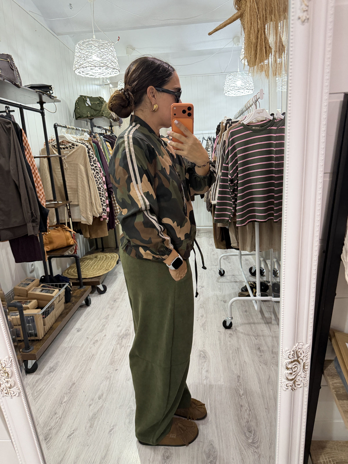 Chaqueta Bomber retro camuflaje kaki
