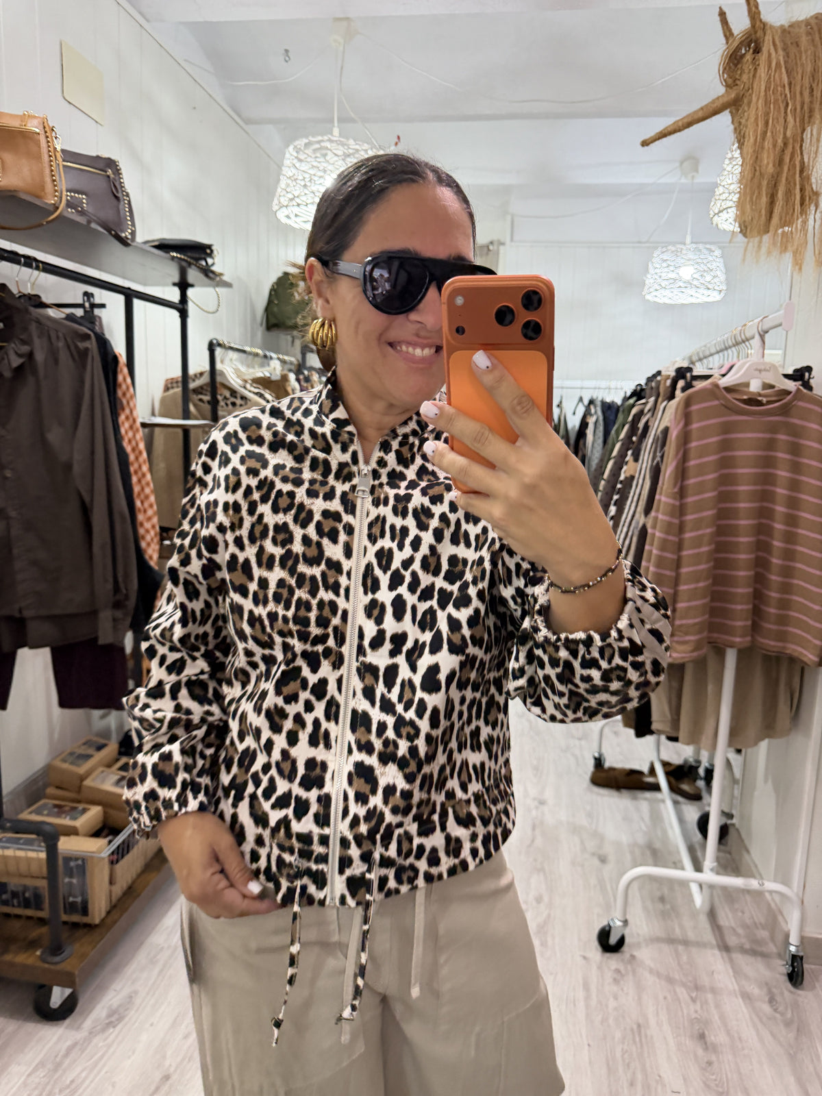 Chaqueta Bomber retro leopardo