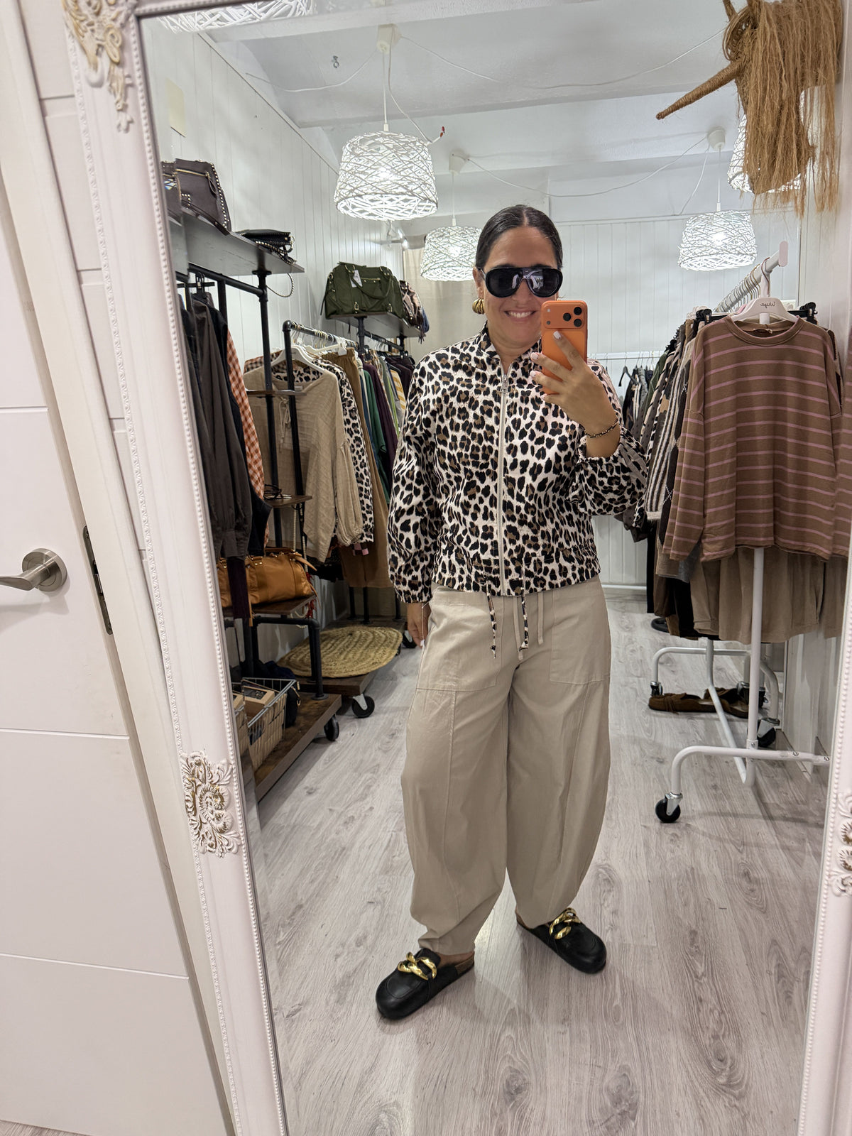 Chaqueta Bomber retro leopardo
