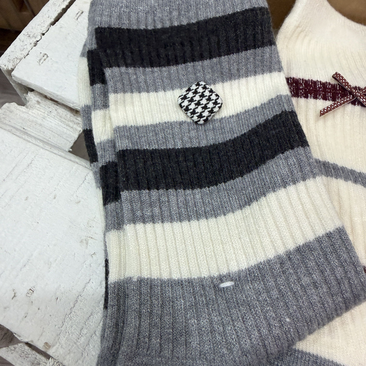 Pack 3 calcetines Lazos burdeos y gris