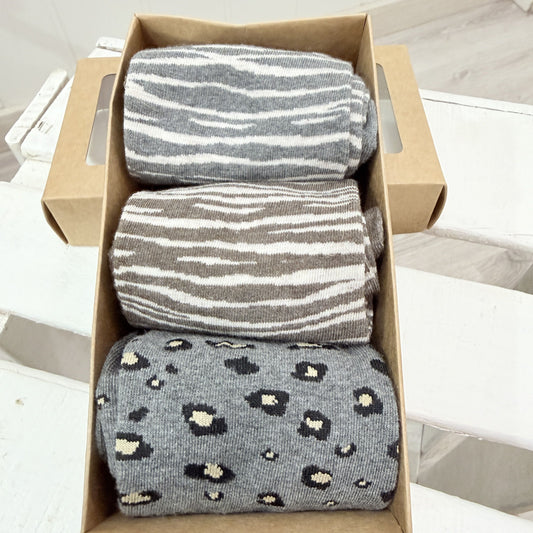 Pack 3 calcetines animal print algodón 2