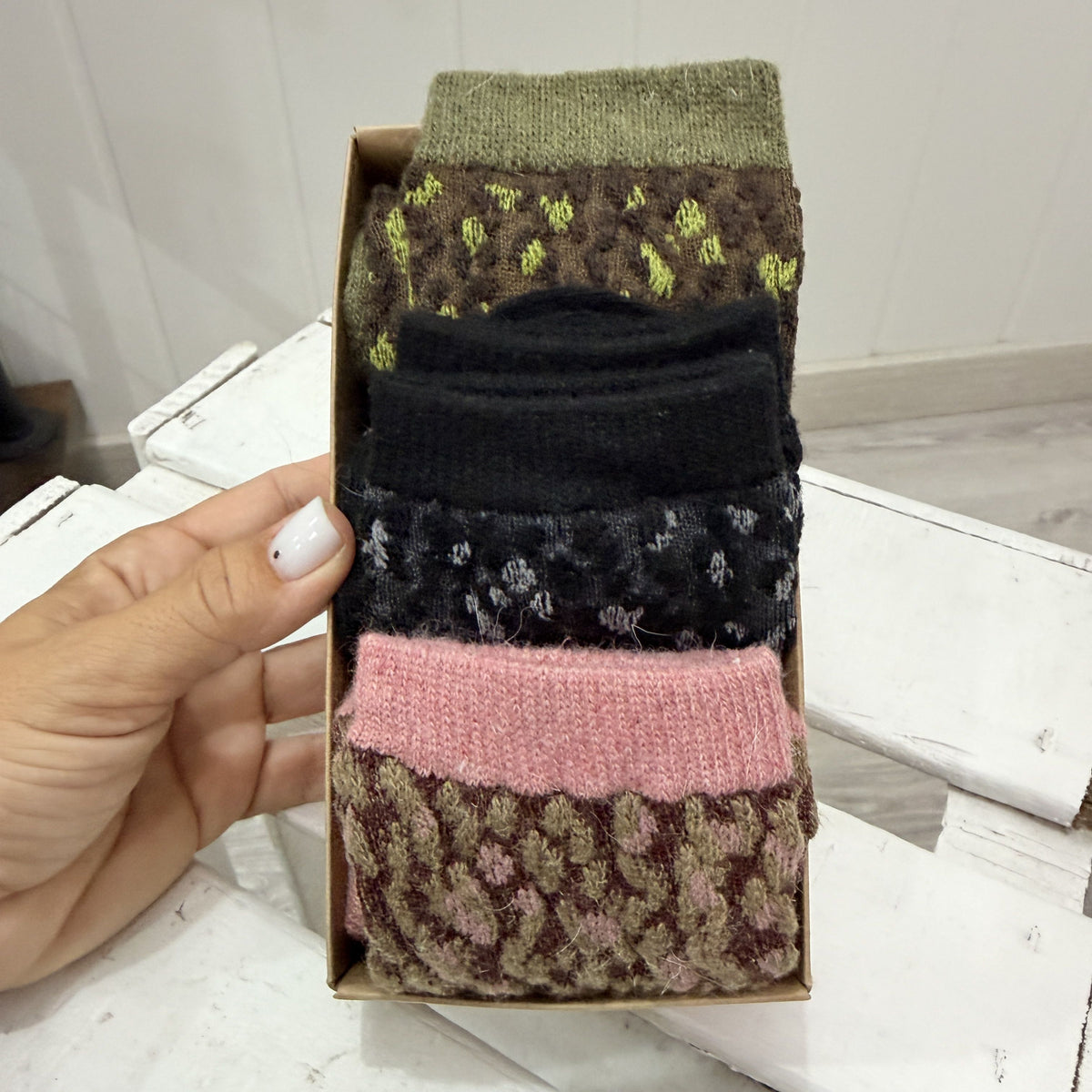 Pack 3 calcetines animal print lana 1