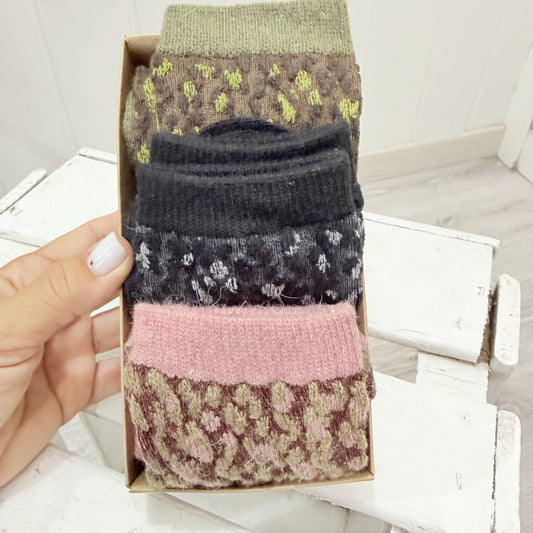 Pack 3 calcetines animal print lana 1