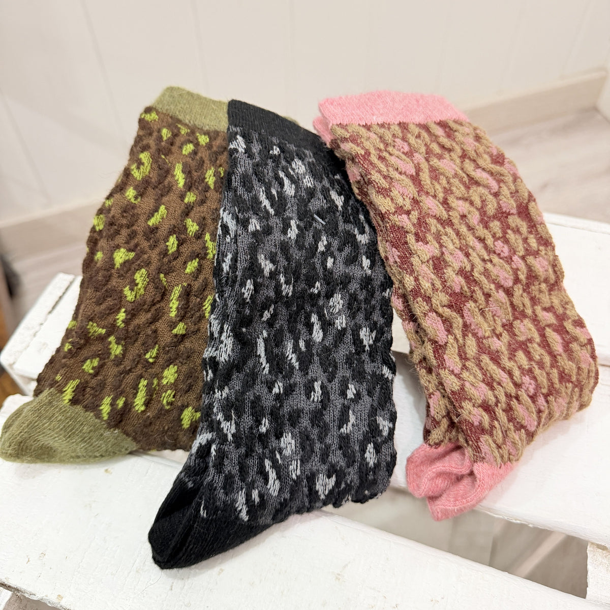 Pack 3 calcetines animal print lana 1