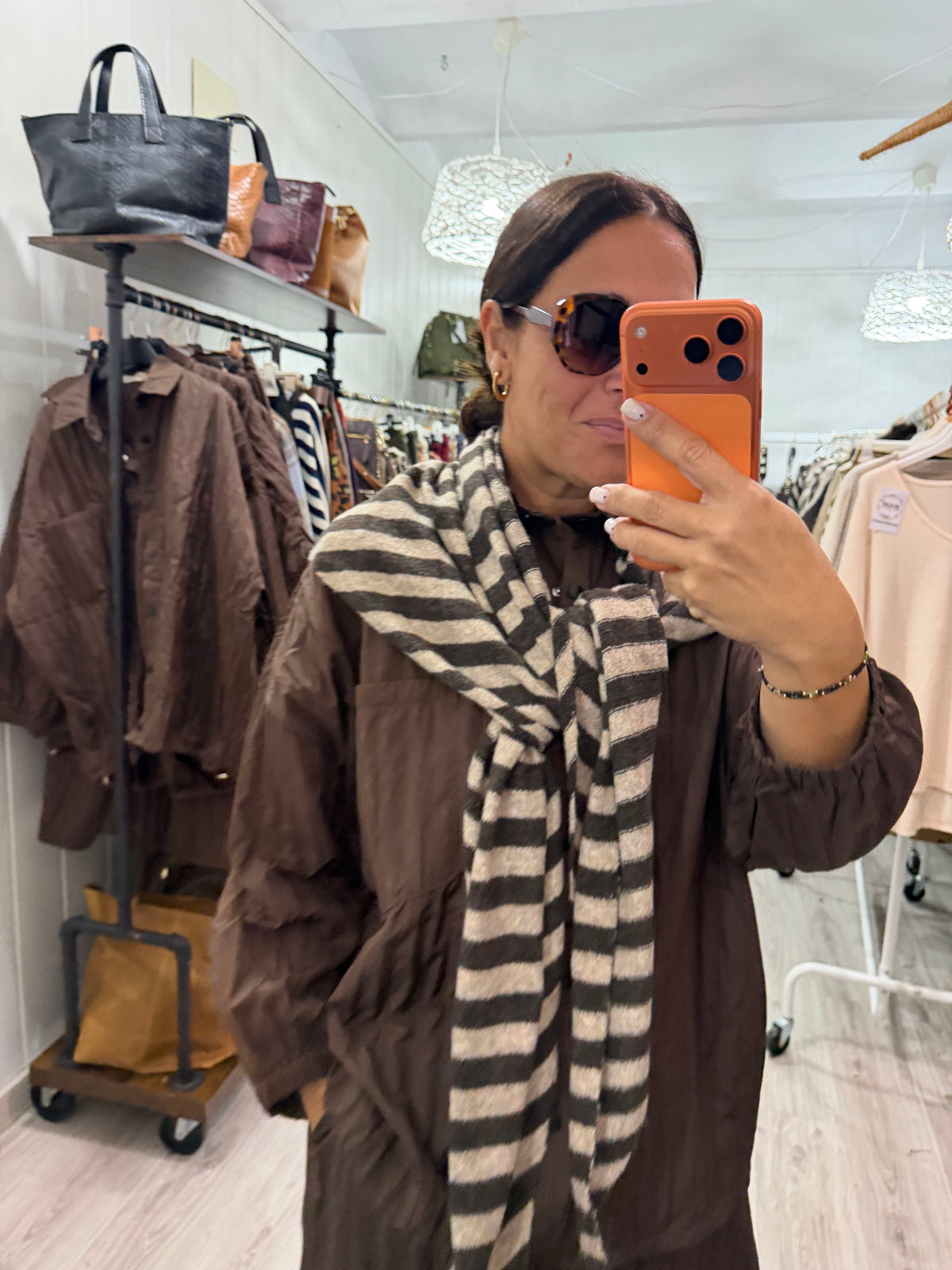 Bandana Biarritz punto suave chocolate y beige