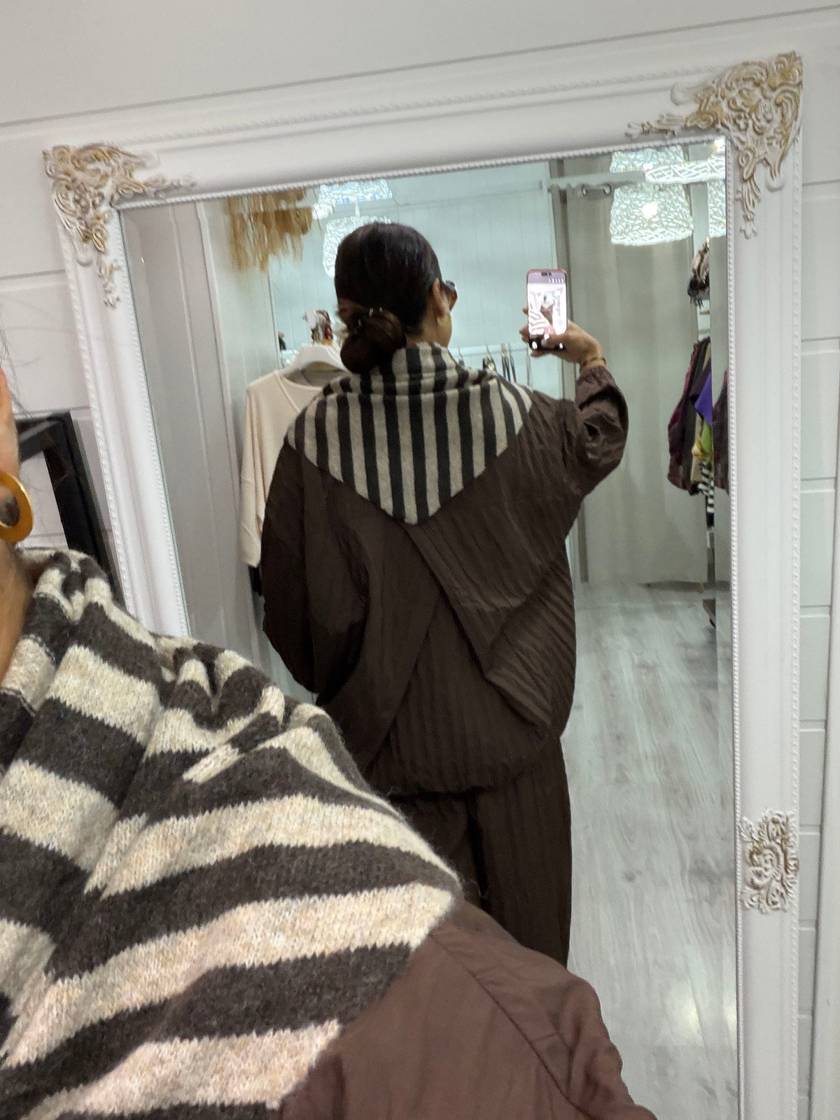 Bandana Biarritz punto suave chocolate y beige