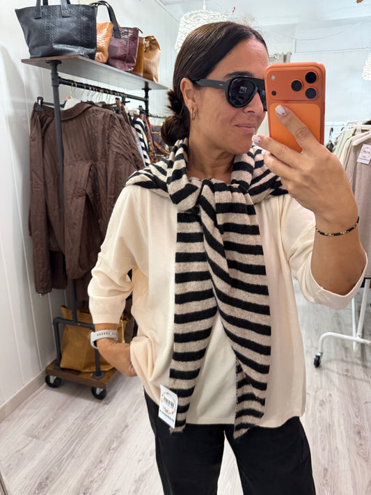 Bandana Biarritz punto suave negro y taupe
