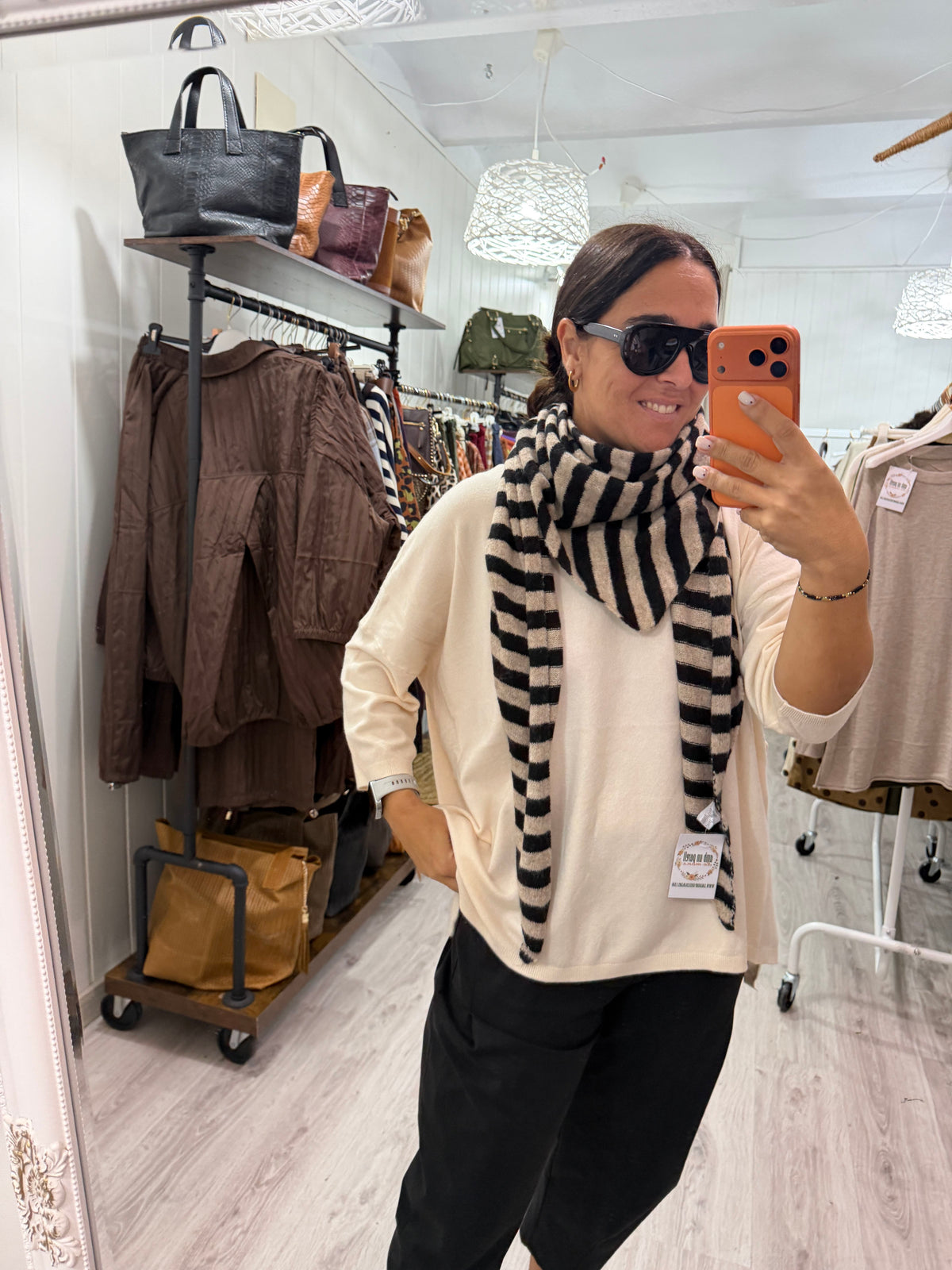 Bandana Biarritz punto suave negro y taupe