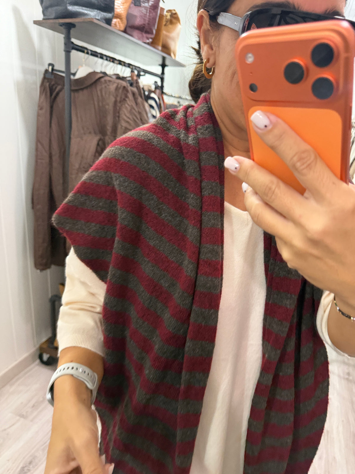 Bandana Biarritz punto suave burdeos y taupe