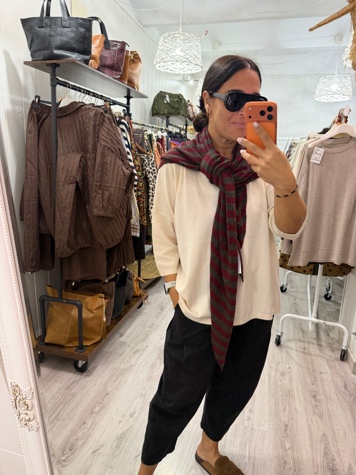 Bandana Biarritz punto suave burdeos y taupe