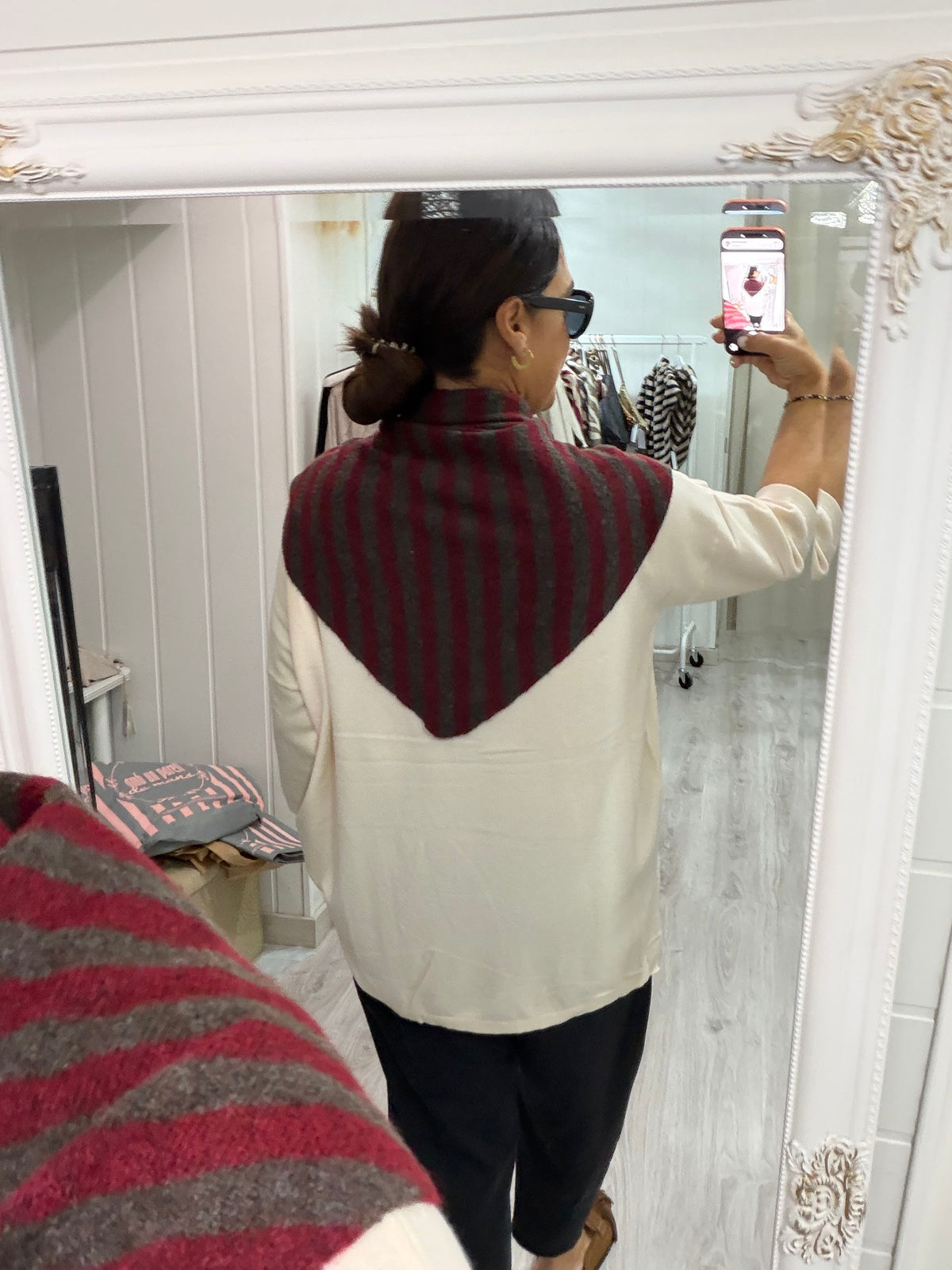 Bandana Biarritz punto suave burdeos y taupe
