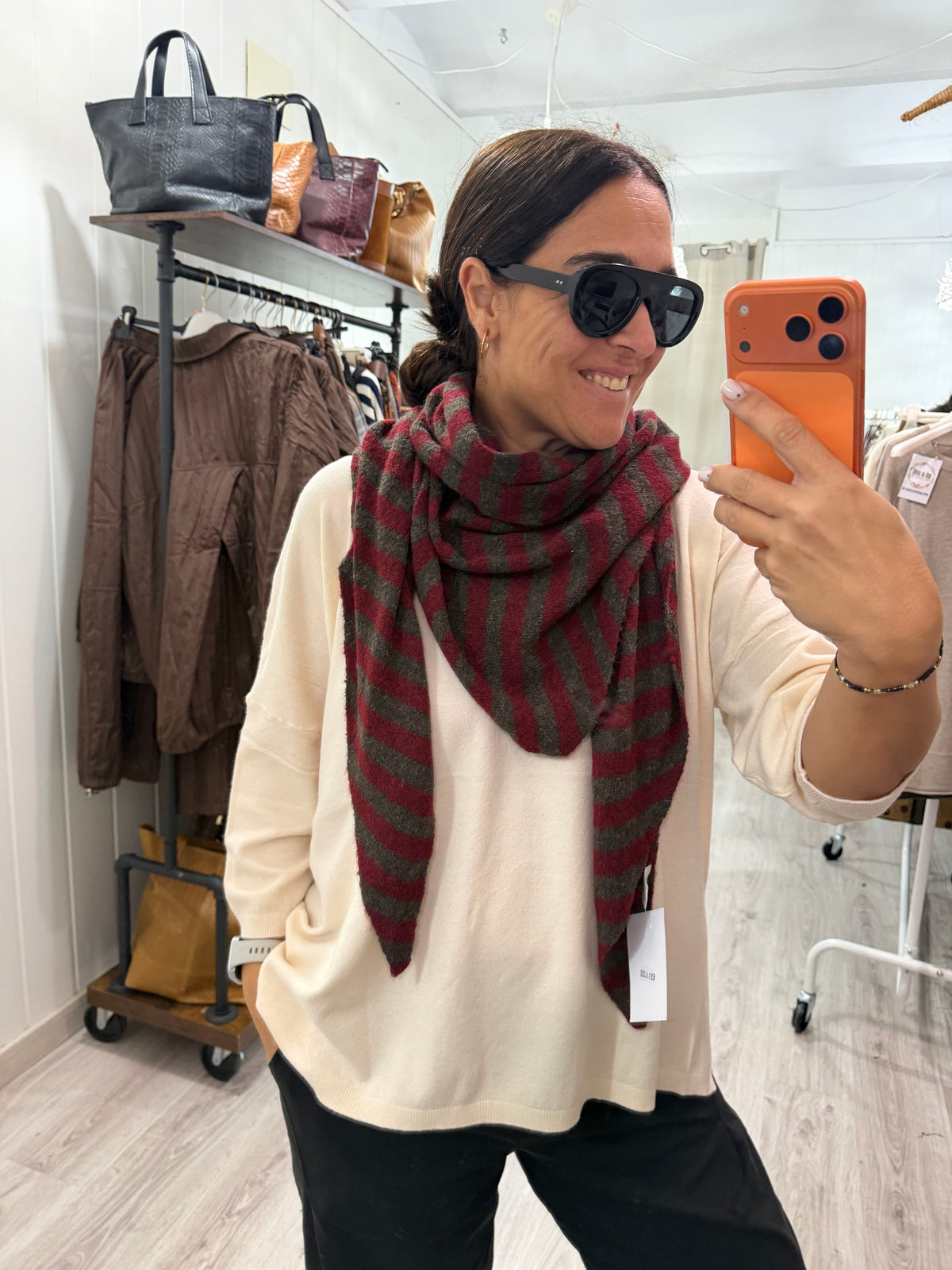 Bandana Biarritz punto suave burdeos y taupe