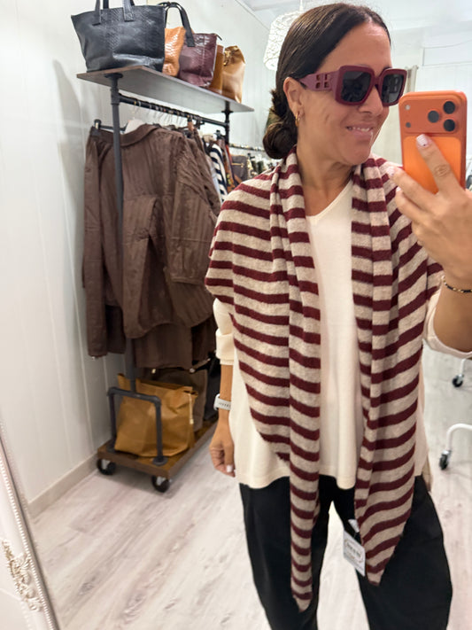 Bandana Biarritz punto suave burdeos y beige