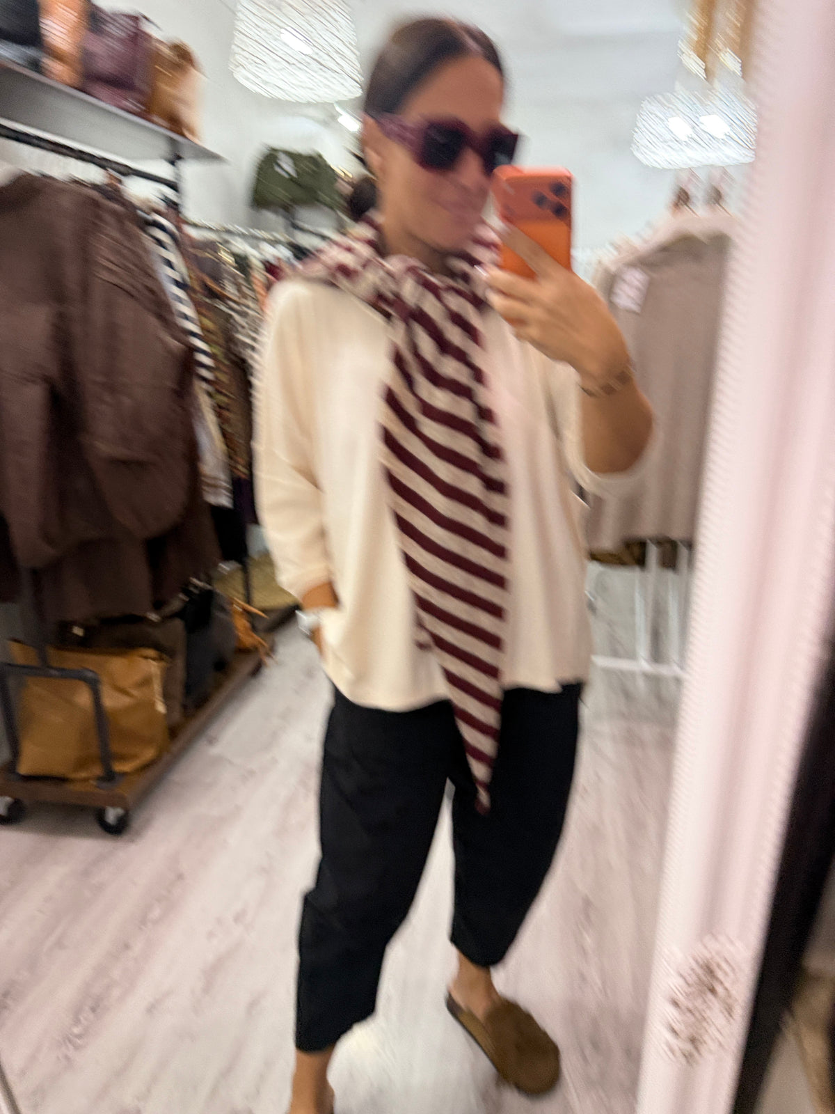 Bandana Biarritz punto suave burdeos y beige
