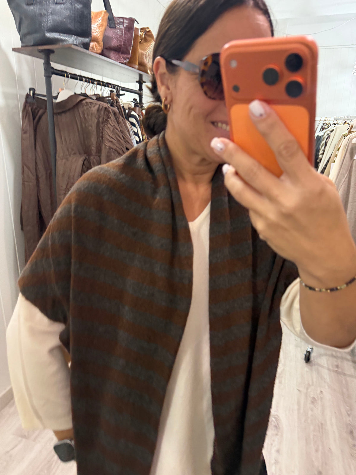 Bandana Biarritz punto suave chocolate y marengo
