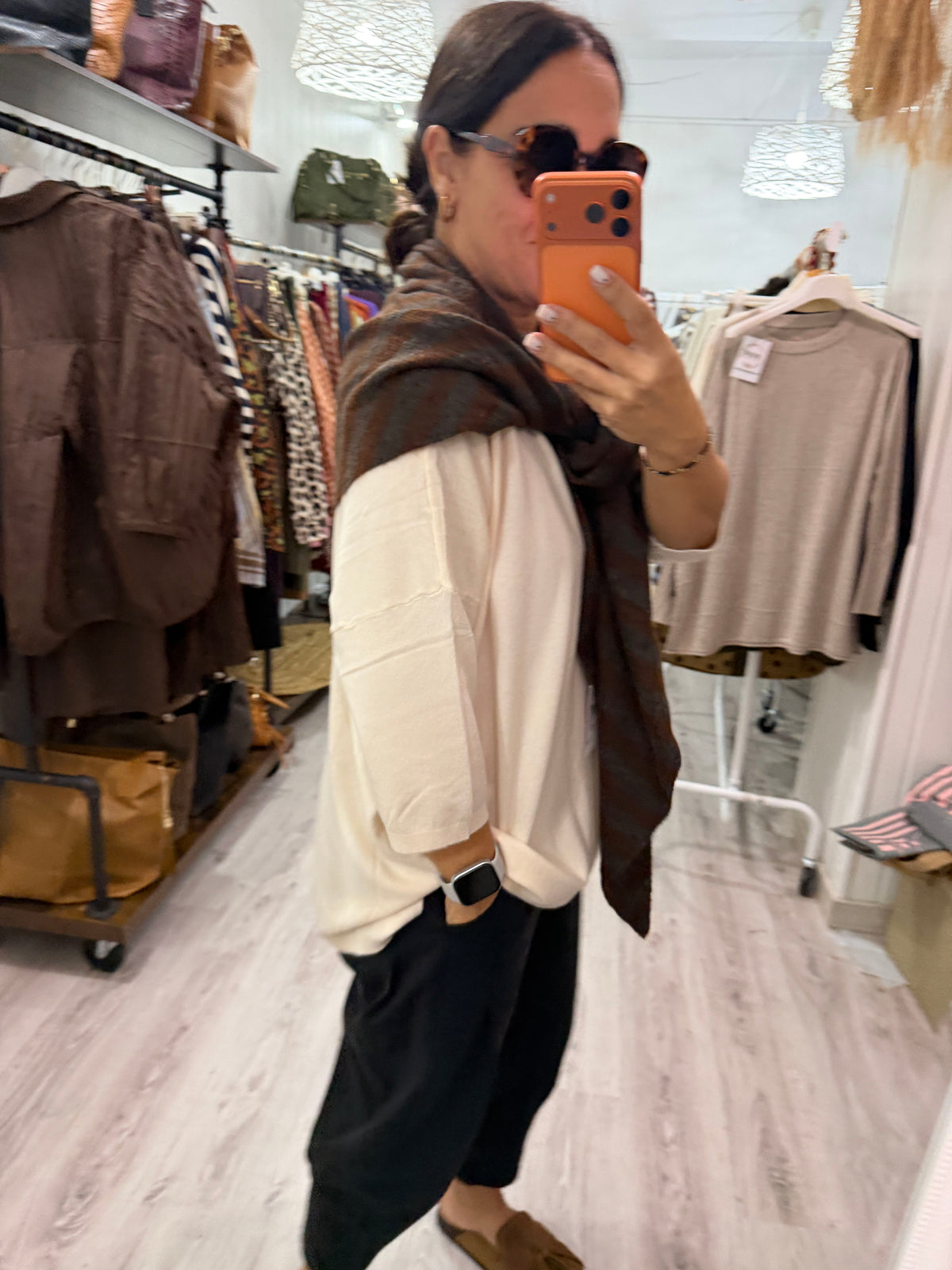 Bandana Biarritz punto suave chocolate y marengo