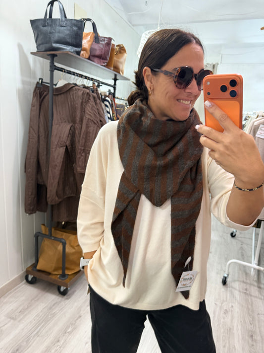 Bandana Biarritz punto suave chocolate y marengo