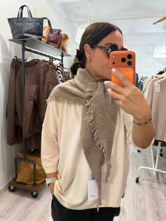 Bandana Alaska punto suave fleco taupe
