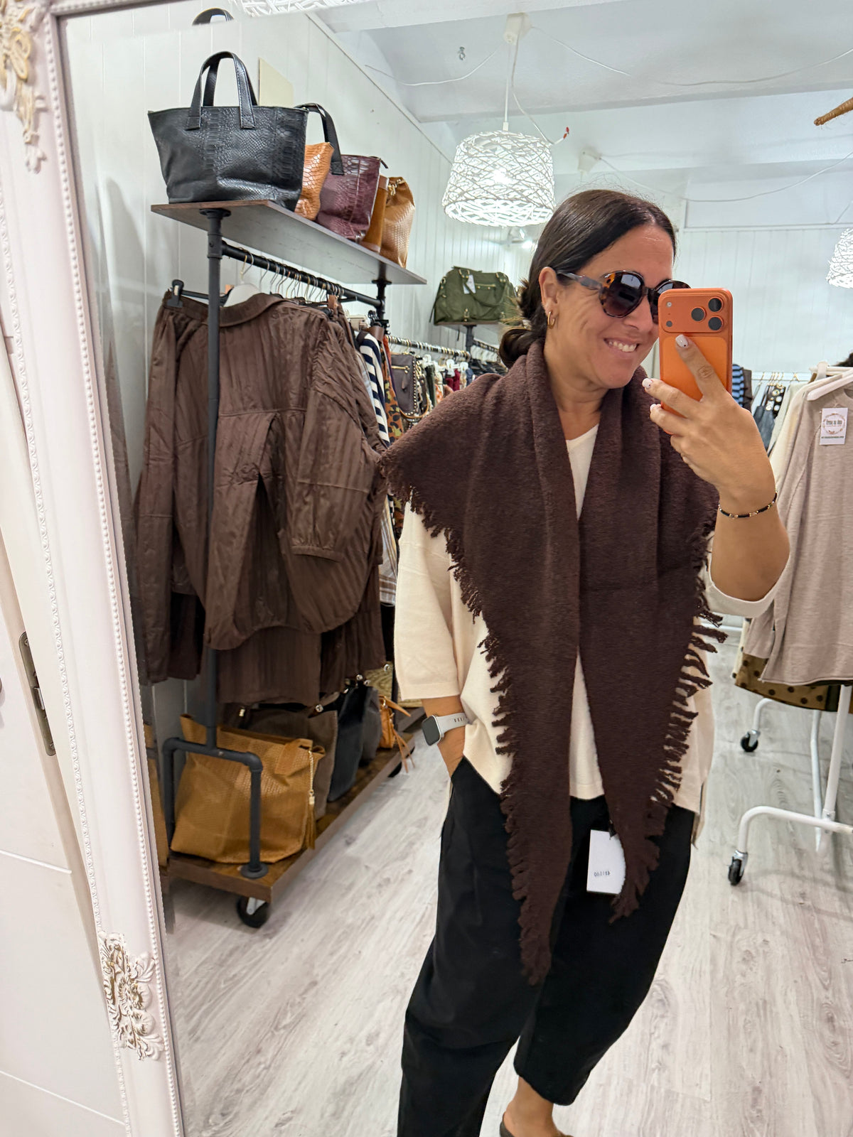 Bandana Alaska punto suave fleco chocolate