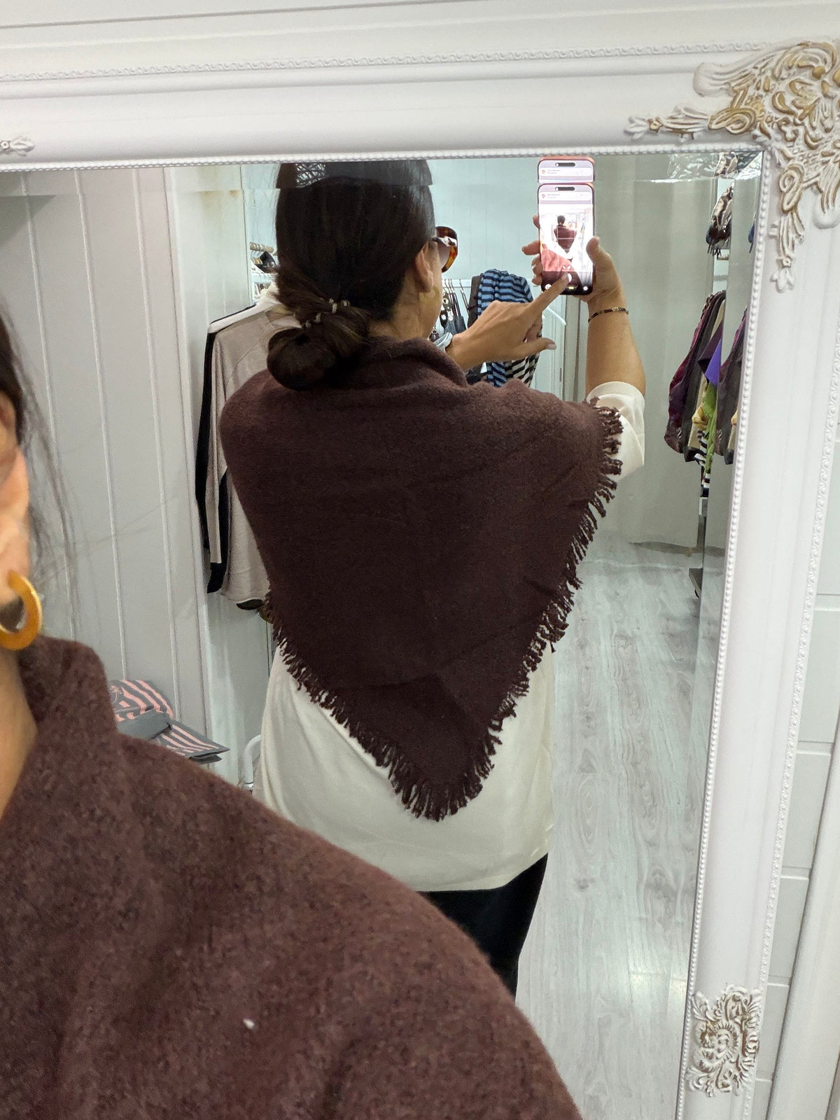 Bandana Alaska punto suave fleco chocolate