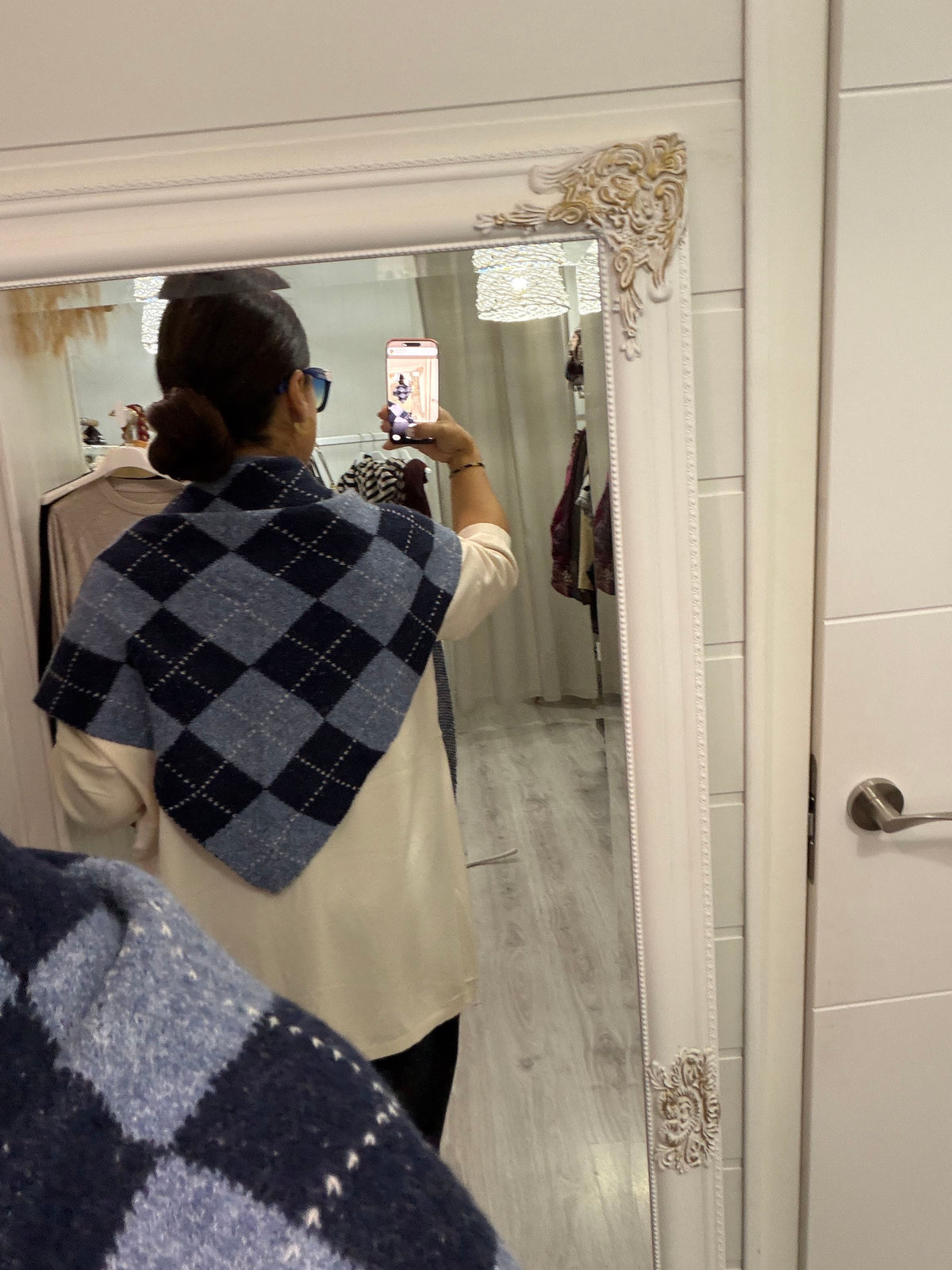 Bandana Copenhague punto suave rombos marino y jeans