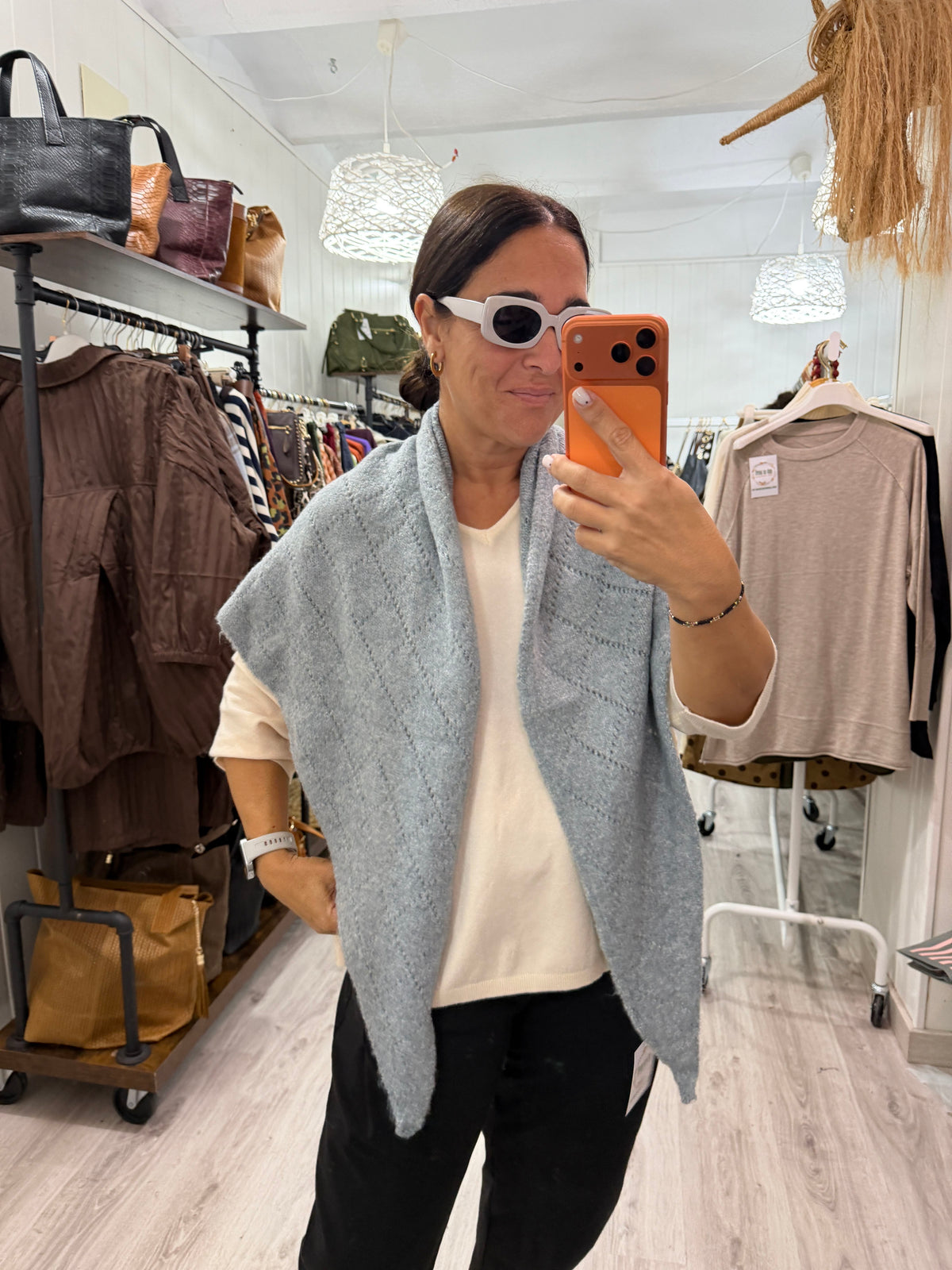 Bandana Lisboa calada punto suave gris