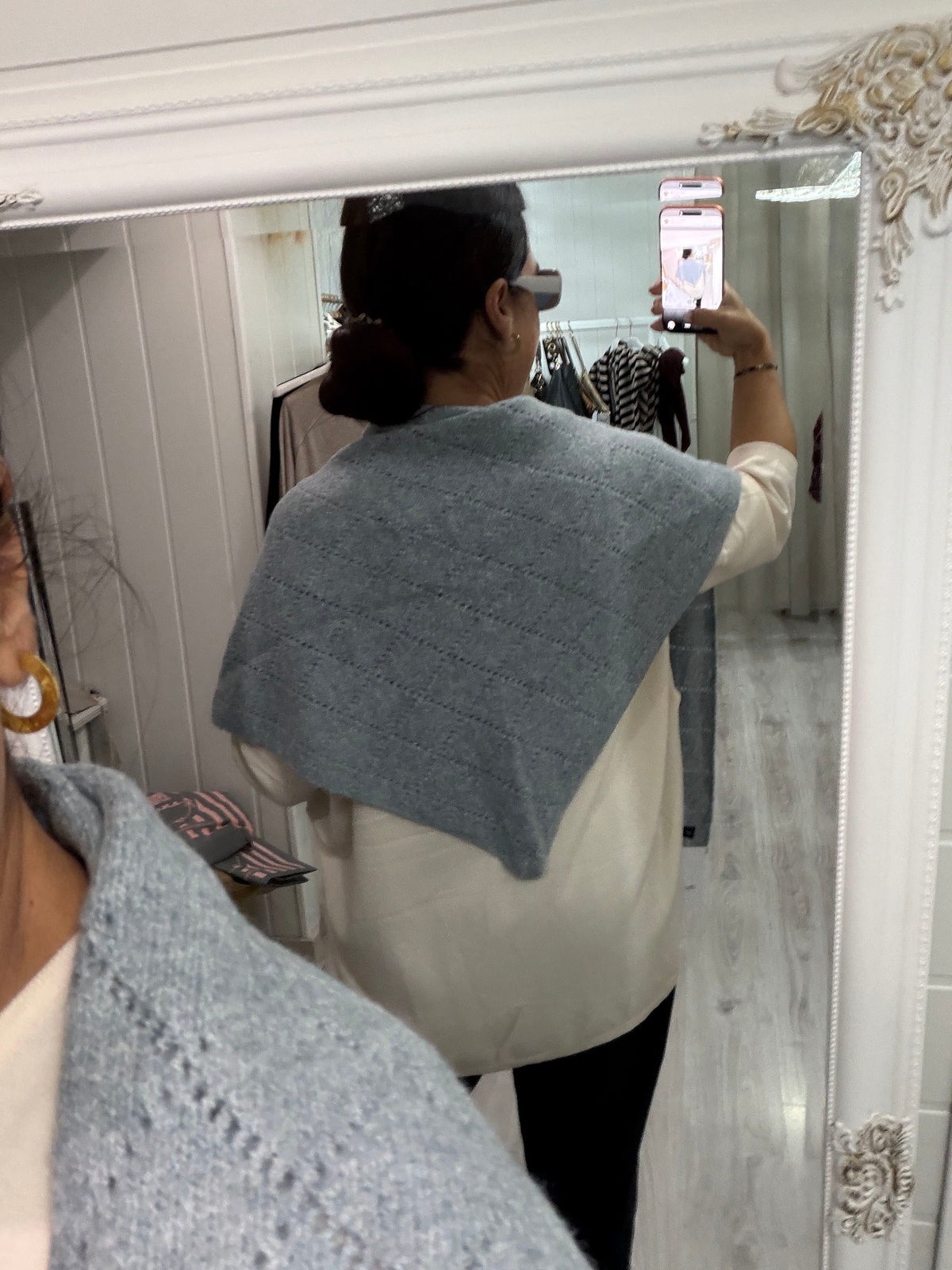 Bandana Lisboa calada punto suave gris