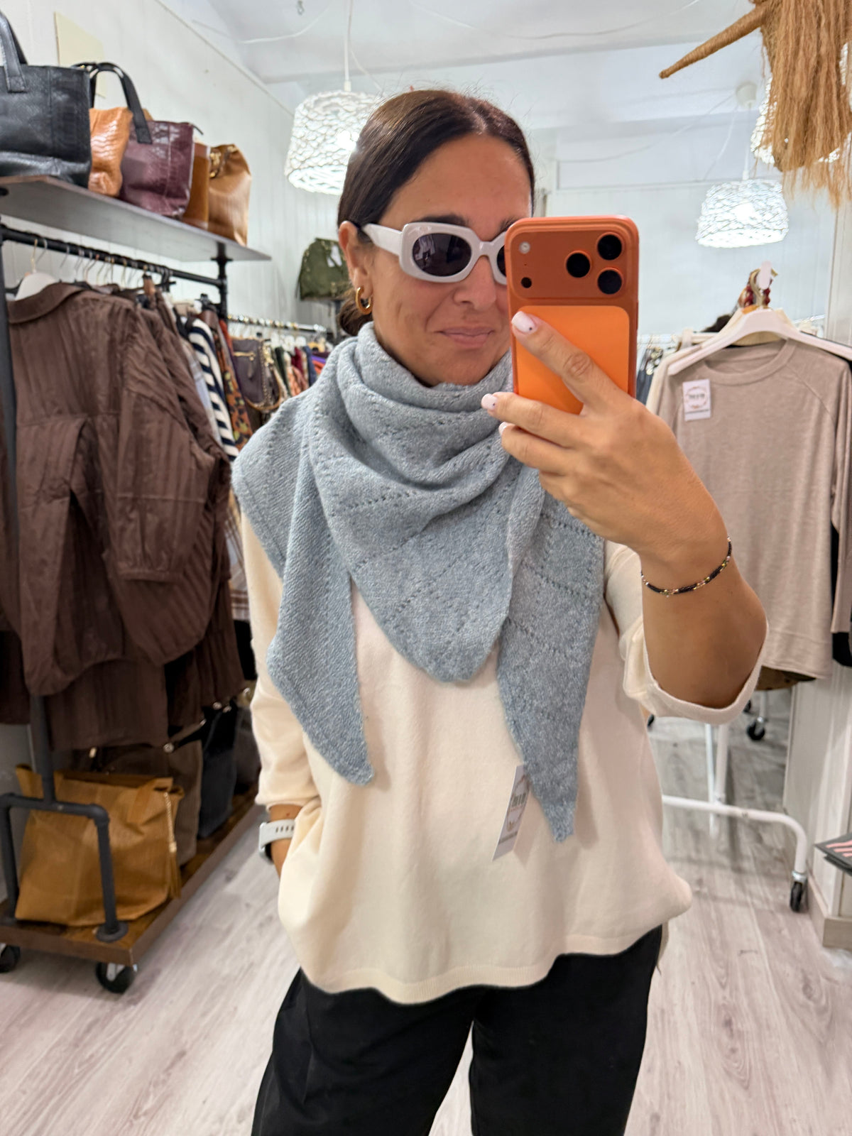 Bandana Lisboa calada punto suave gris