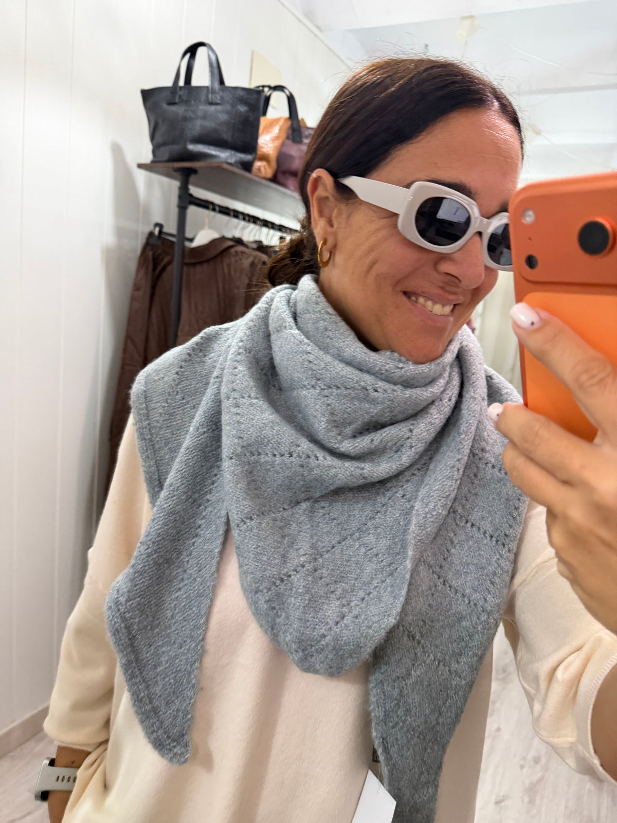 Bandana Lisboa calada punto suave gris