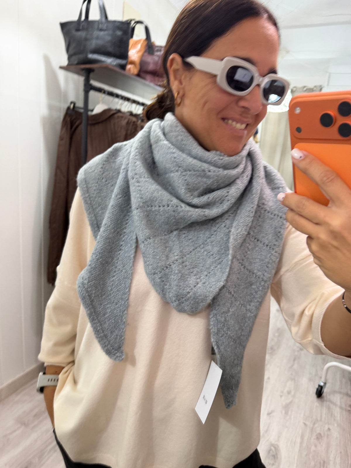 Bandana Lisboa calada punto suave gris