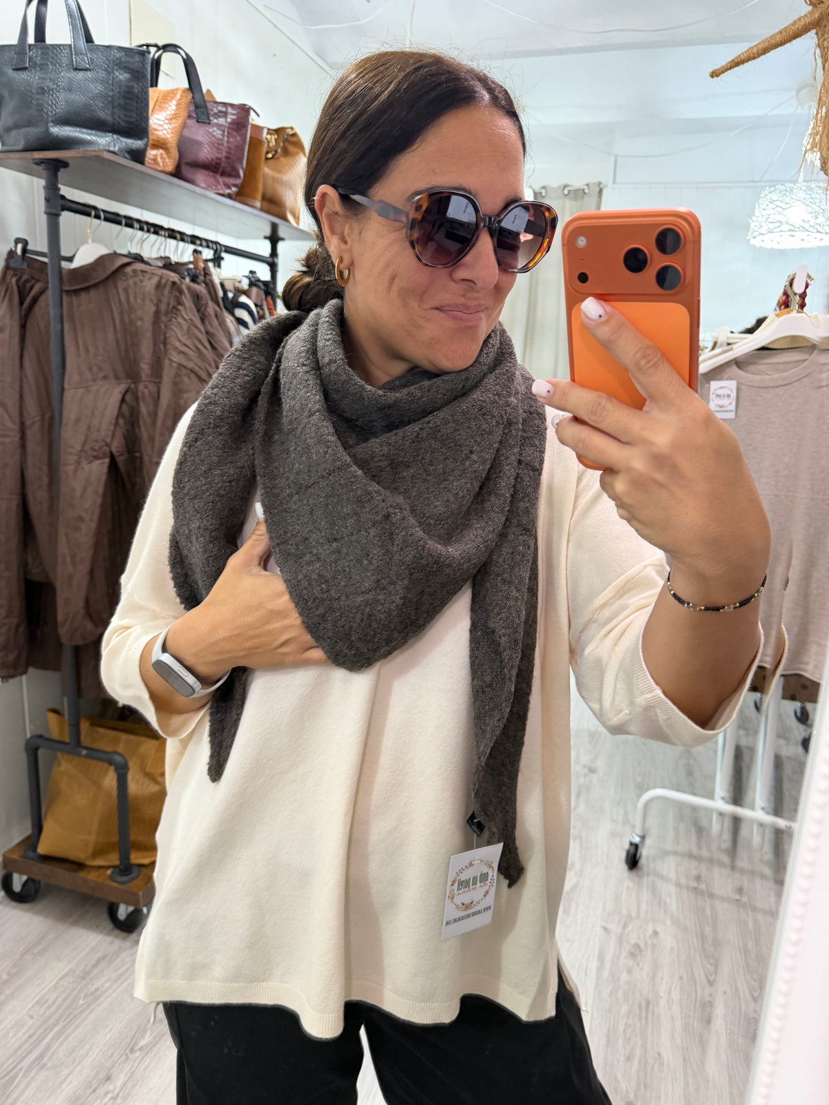 Bandana Alaska punto suave fleco marengo