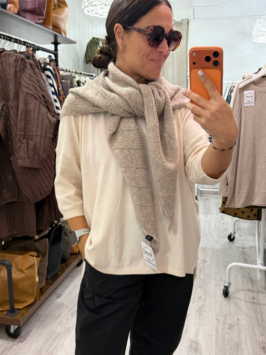 Bandana Lisboa calada punto suave beige