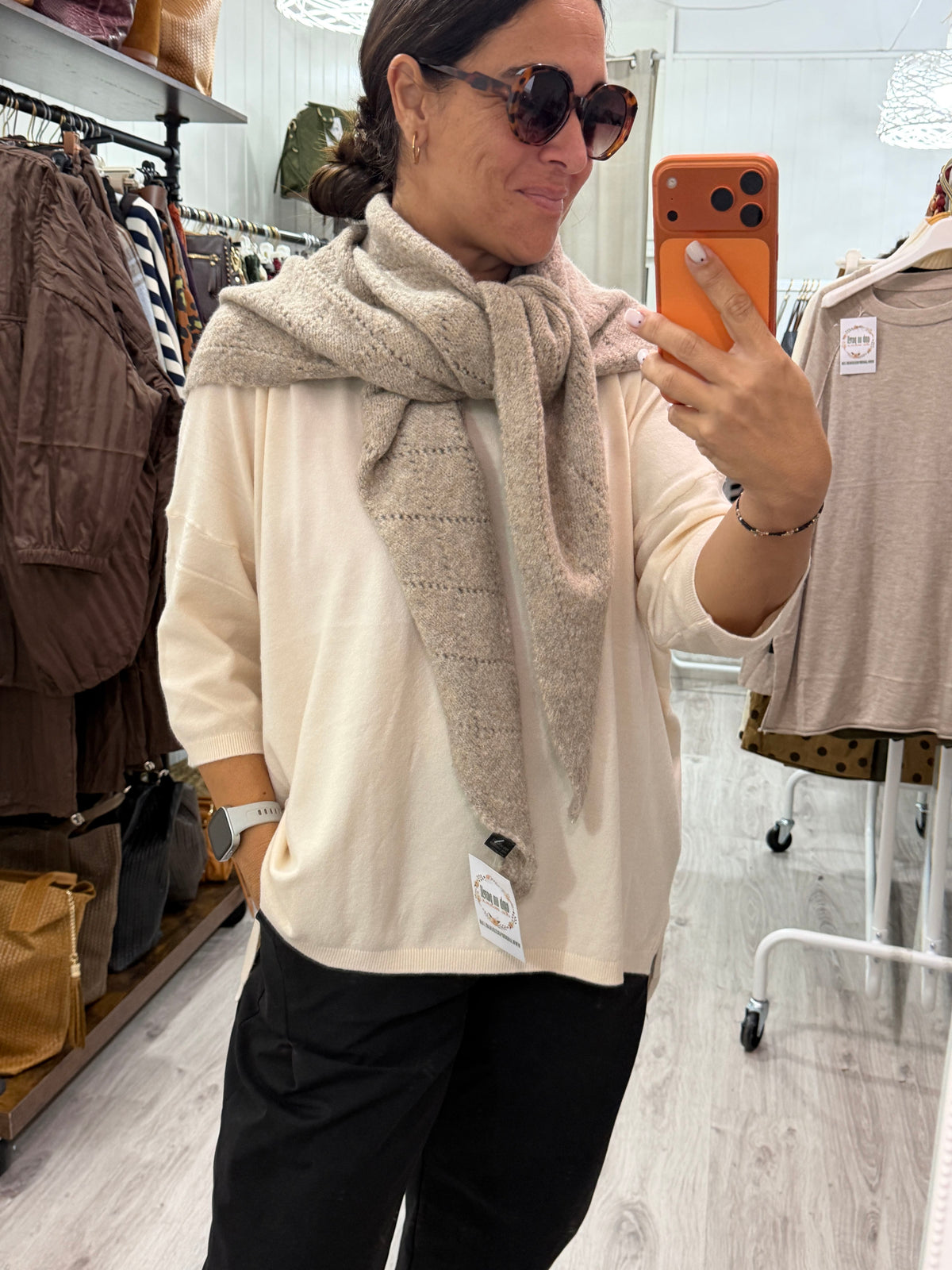 Bandana Lisboa calada punto suave beige