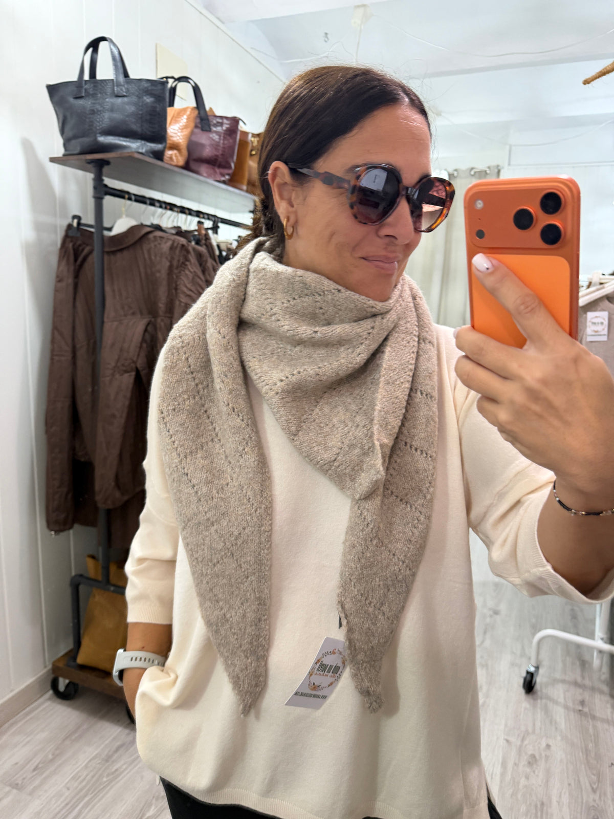 Bandana Lisboa calada punto suave beige