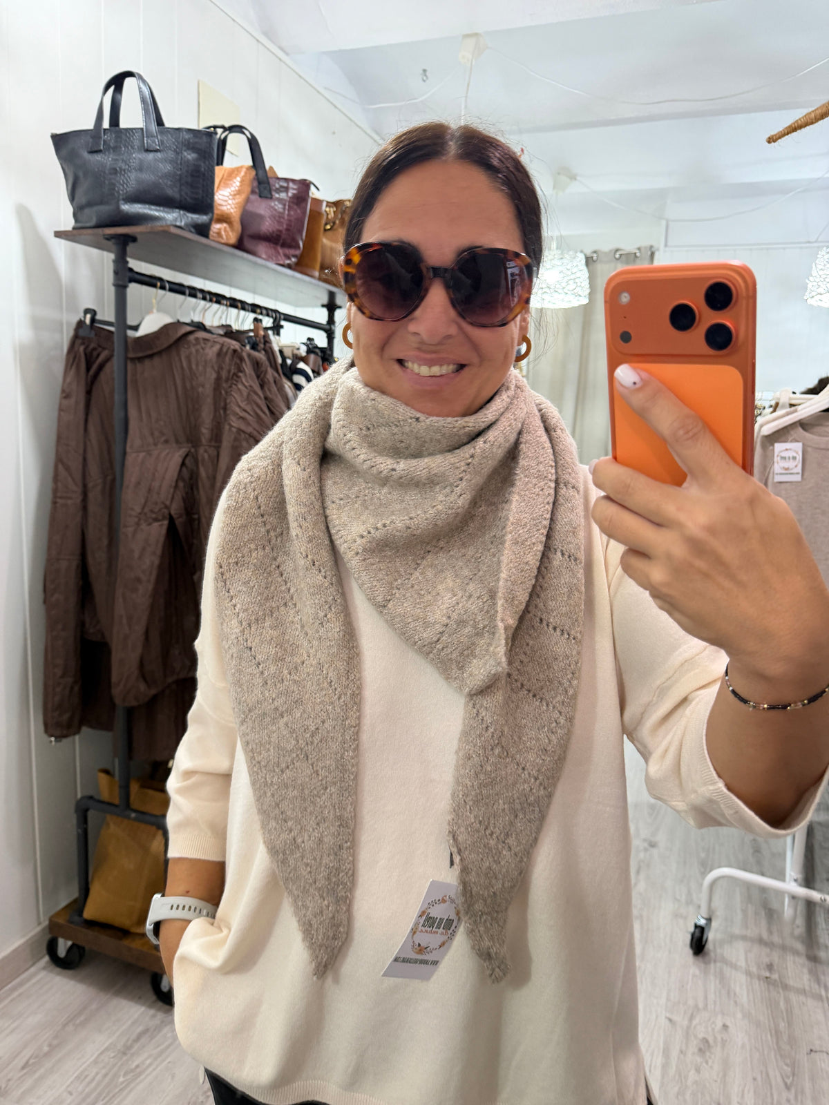 Bandana Lisboa calada punto suave beige