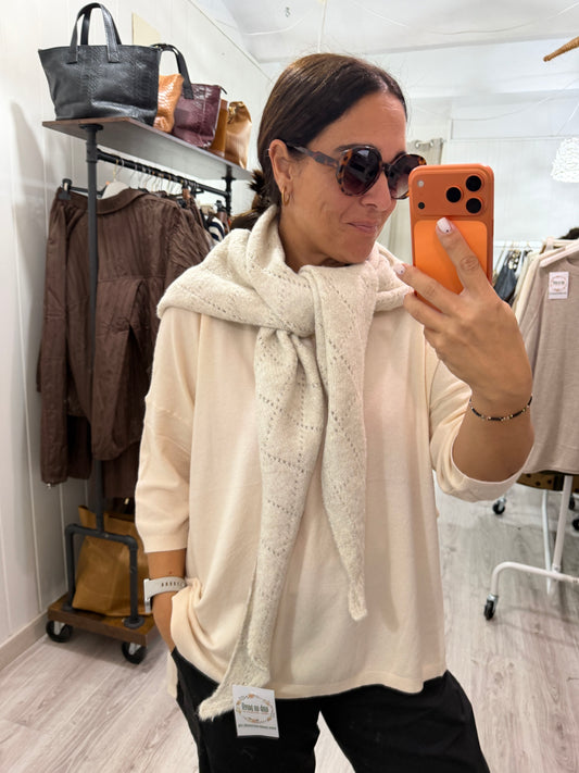 Bandana Lisboa calada punto suave marfil