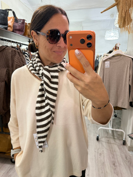 Bandana Donosti punto suave chocolate y marfil