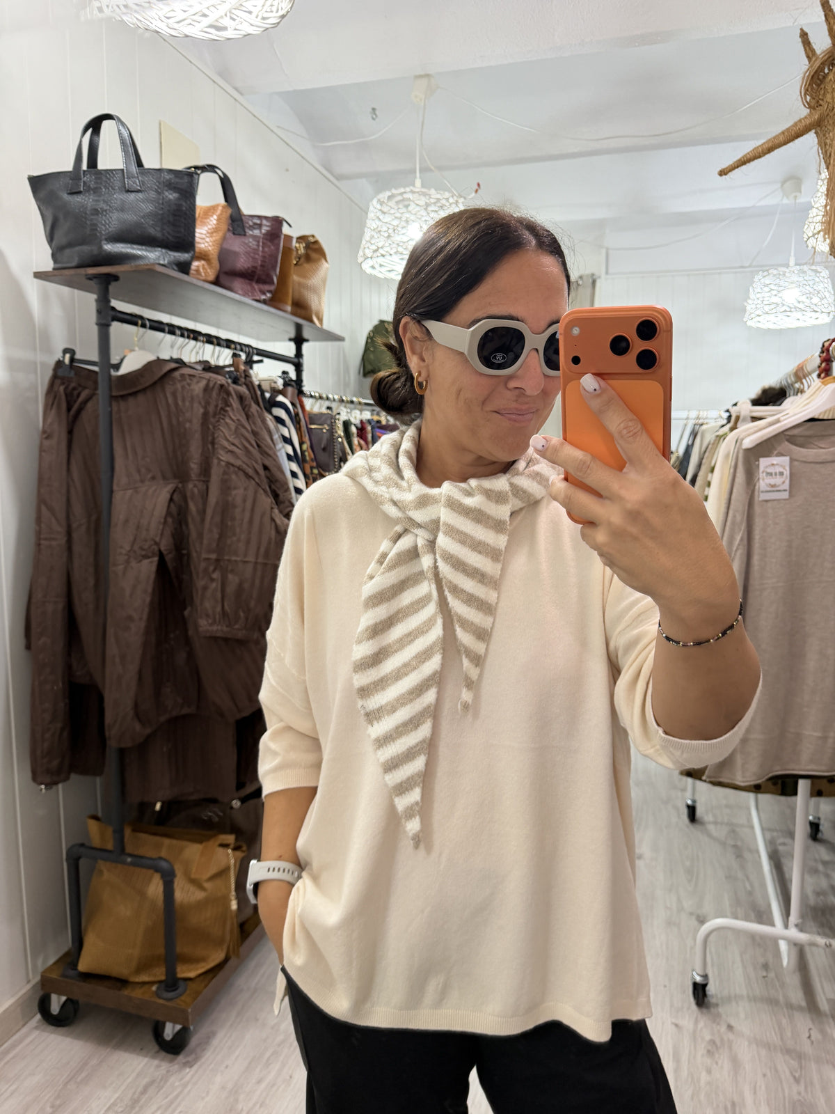 Bandana Donosti punto suave marfil y beige
